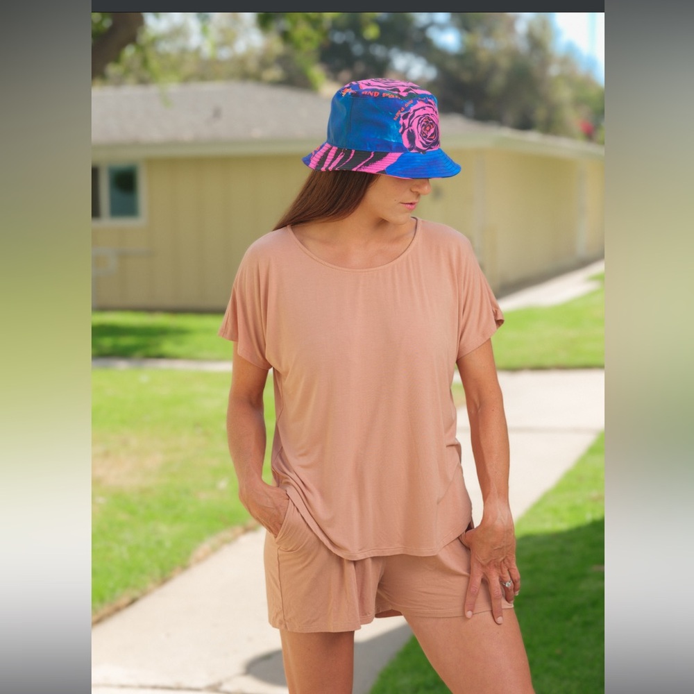 Brand New Bamboo Lounge Top and Shorts 2-piece Set in Cinnamon